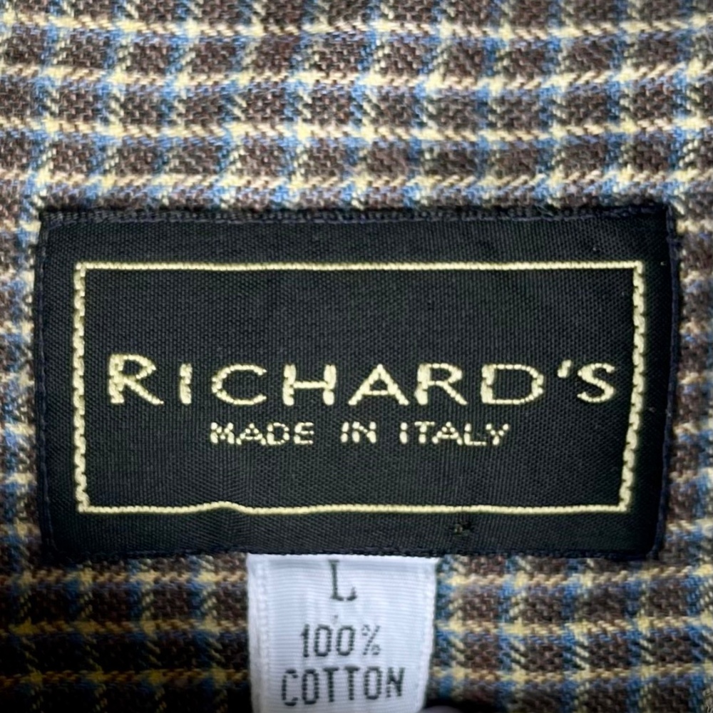 Richard’s Made in Italy Micro Check Shirt Large Cotton